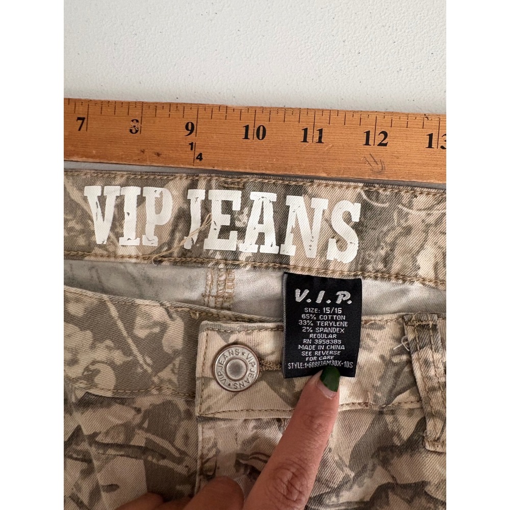 VIP Jeans Camo Cargo Pants Womens 15/16 Y2K Streetwear Wide Leg Forest Camo tt - Picture 4 of 7